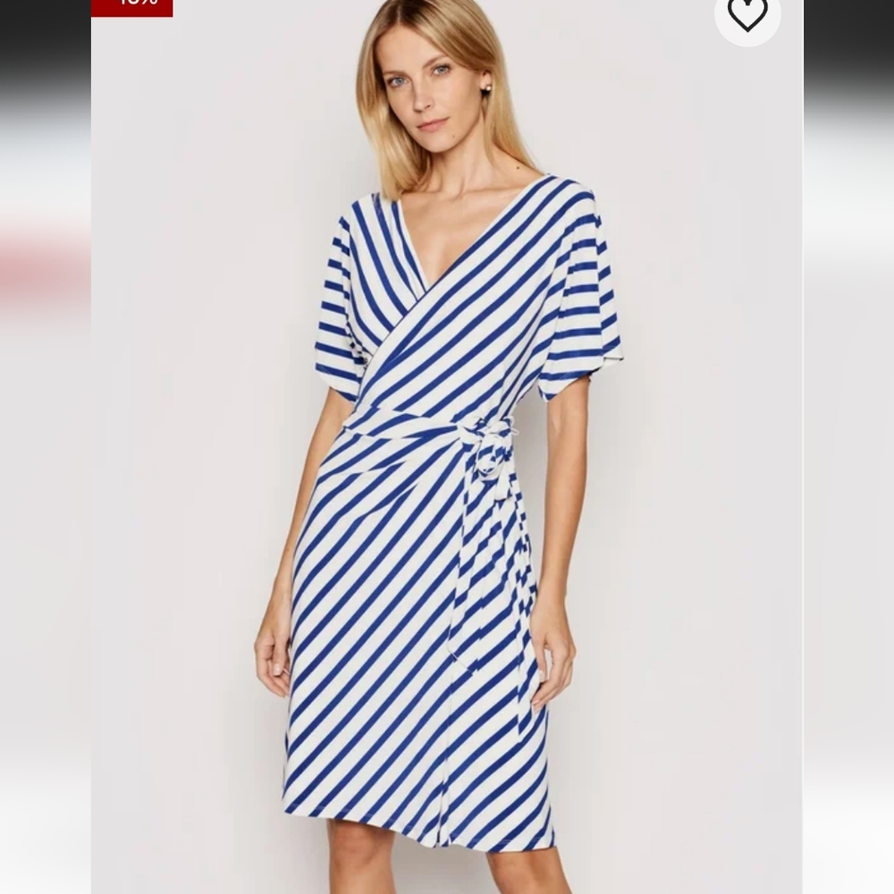 Lauren Ralph Lauren Faux Wrap Chevron Jersey Midi Dress NWT